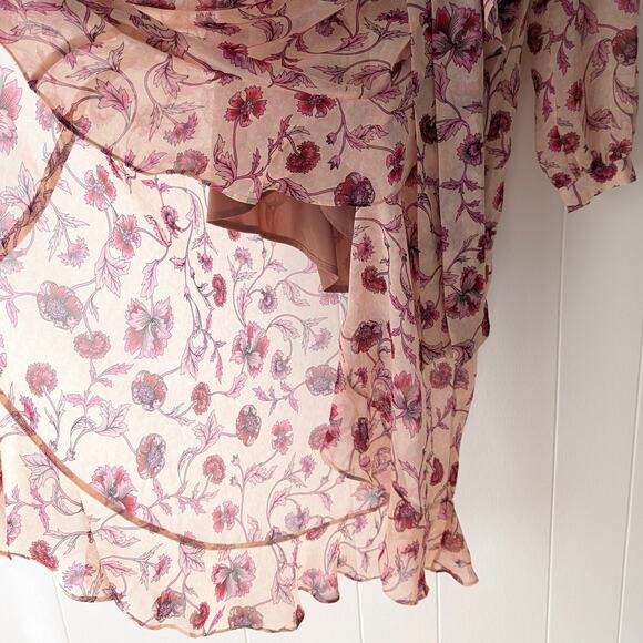 NWT For Love & Lemons Agnes Pink Floral One Shoulder Dress, size M - Picture 9 of 11